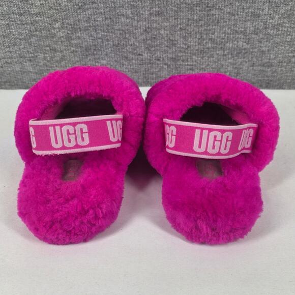 UGG GIRL’S FLUFF YEAH SLIDE – ROCK ROSE – SIZE US 13 – PLUSH SLIP-ON SANDAL - Picture 4 of 13